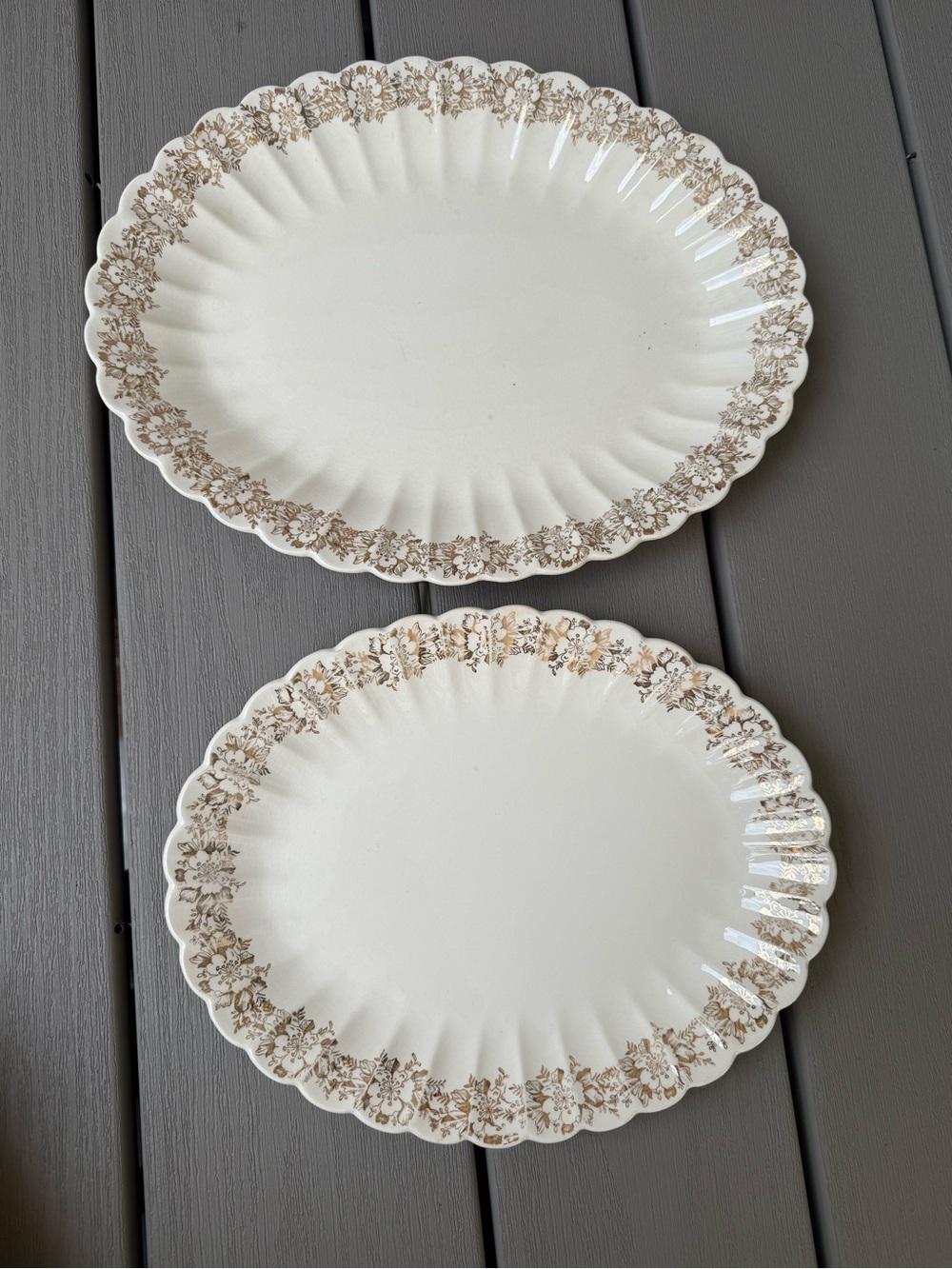 Vintage Sebring Corinthian 22K Gold Oval Serving Platters Set of 2